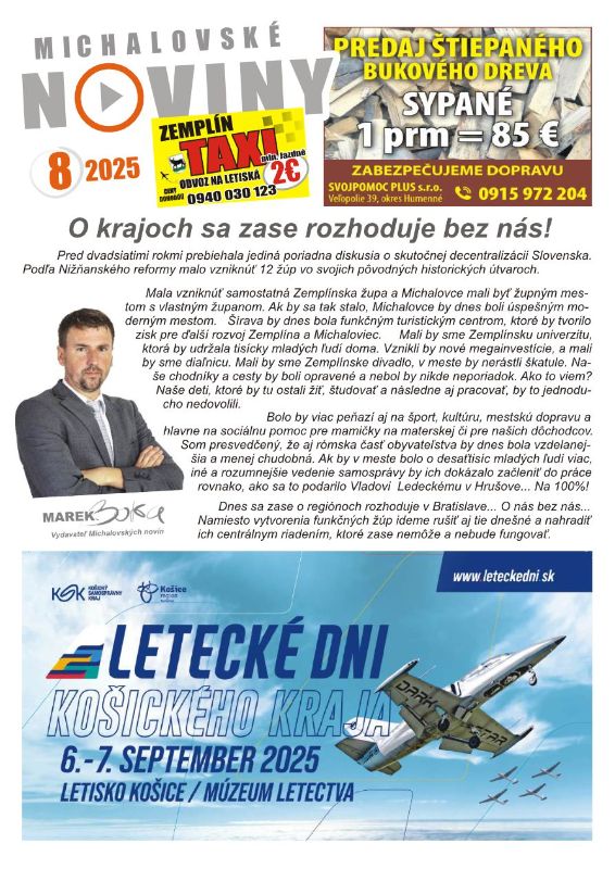 Michalovské noviny august 2025
